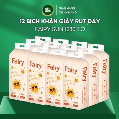 Khăn Giấy Rút Treo Tường Fairy Sun Cao Cấp 1280 Tờ 320 Lần Rút Giấy 4 Lớp Dày Dai 100% Bột Gỗ Tự Nhiên Không Tẩy Trắng