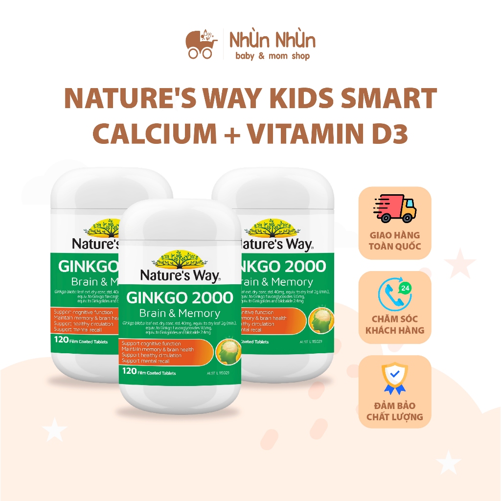 (Nhùn Nhùn) Ginkgo 2000 Nature's Way - Viên Uống Hỗ Trợ Tăng Cường Trí Nhớ - Hàng chính hãng