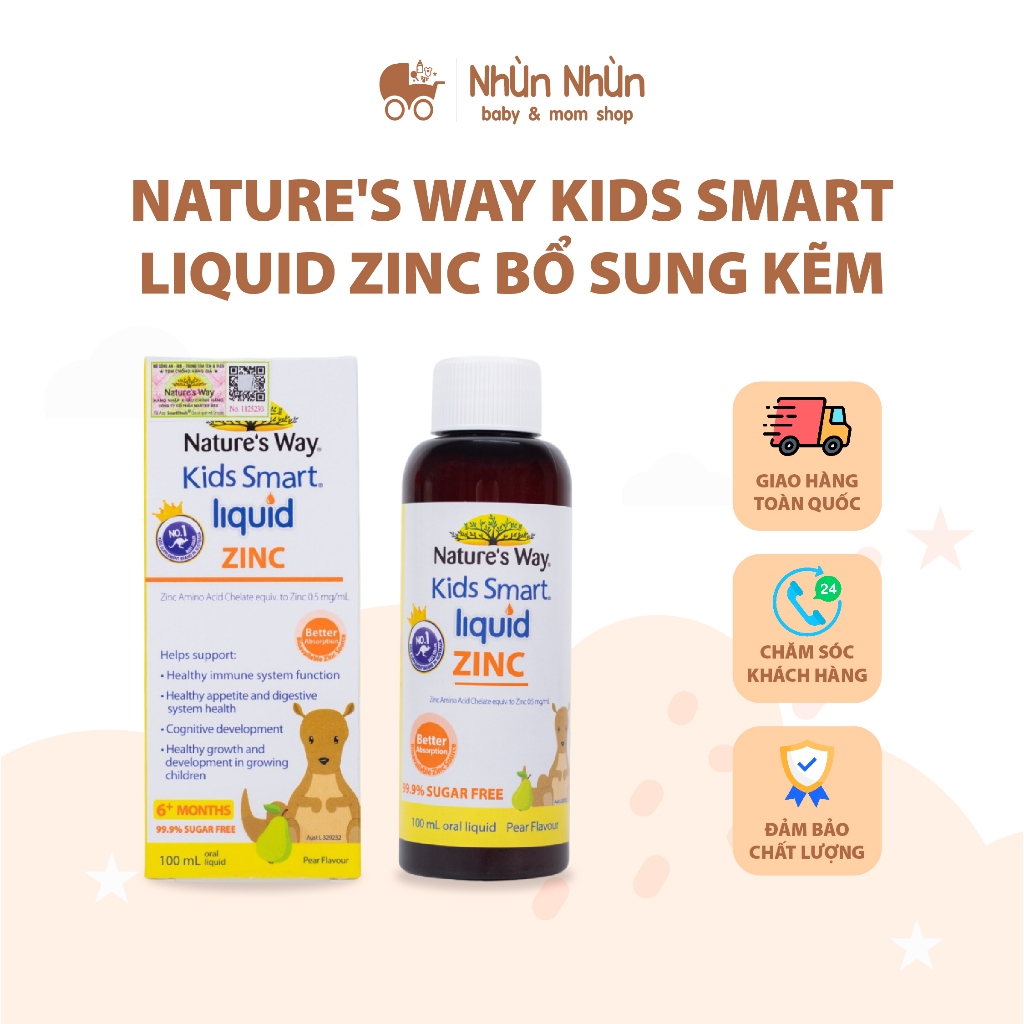 (Nhùn Nhùn) Siro Uống Nature's Way Kids Smart Liquid Zinc Bổ Sung Kẽm, Hỗ Trợ Tăng Cường Đề Kháng Cho Bé 100ml