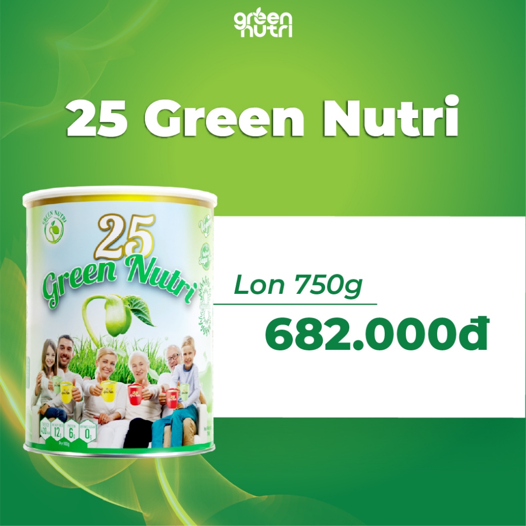 [Nhập Khẩu 100%] Sữa Hạt Ngũ Cốc 25 Green Nutri 25 Loại Hạt Đậu - Lon 750gr