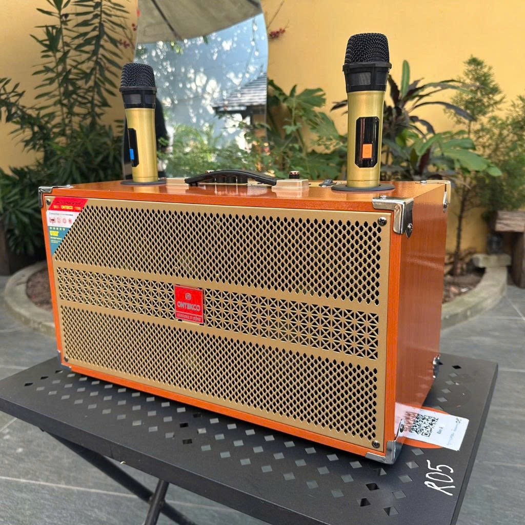 Loa kéo gỗ ONTEKCO 8002 kèm 2 micro không dây chuyên nghiệp, loa xách tay 2652 kèm 2 tay micro