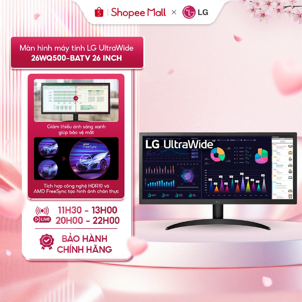 Màn hình máy tính LG UltraWide 26WQ500-B.ATV 26 inch 21:9 Full HD, Bảo hành Chính hãng 24 tháng
