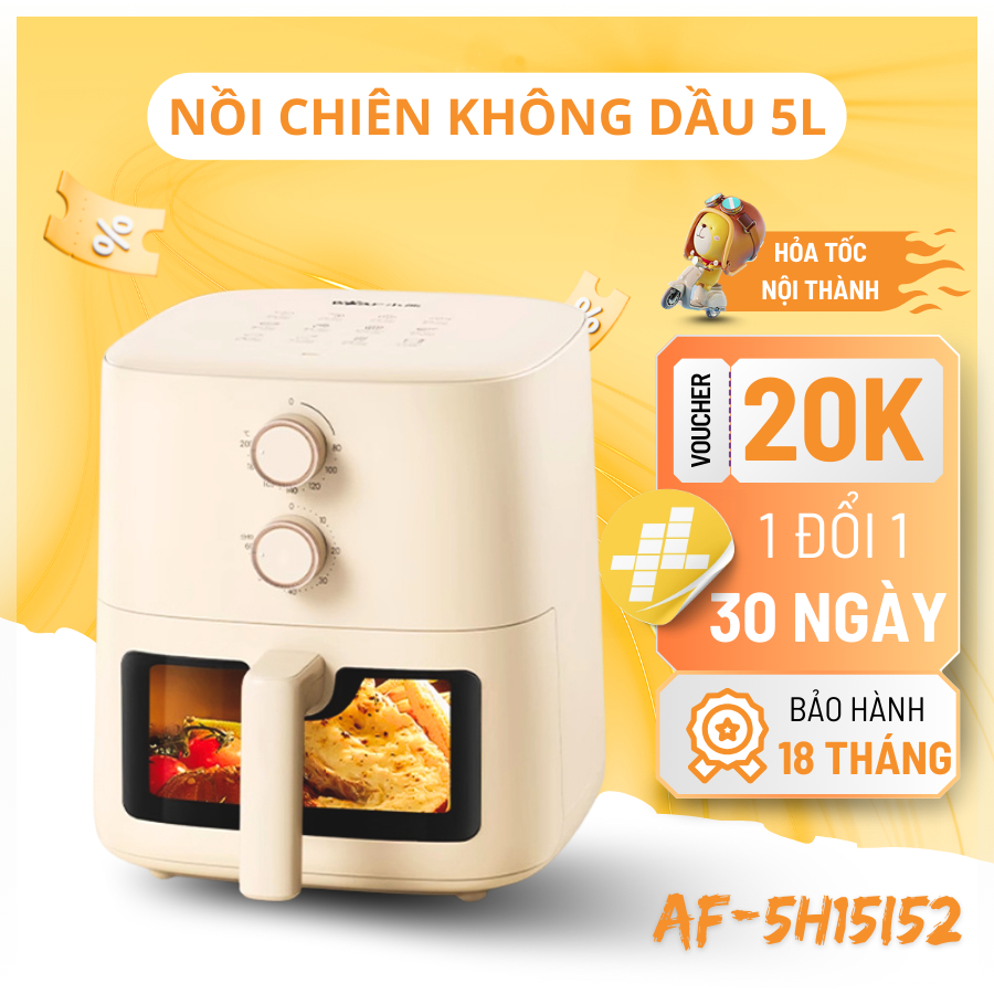 Nồi Chiên Không Dầu Bear 5L Bảo Hành Chính Hãng 18 Tháng Thiết Kế Tối Ưu Công Suất 1500W AF-5H15I52