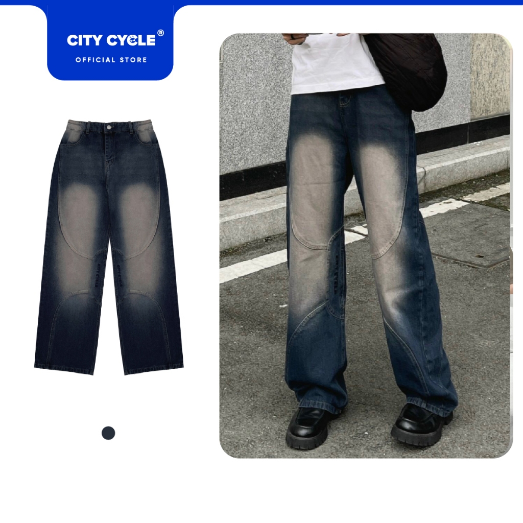 Quần bò jeans ống rộng suông nam nữ Local Brand Chính Hãng City Cycle quần jeans Golem
