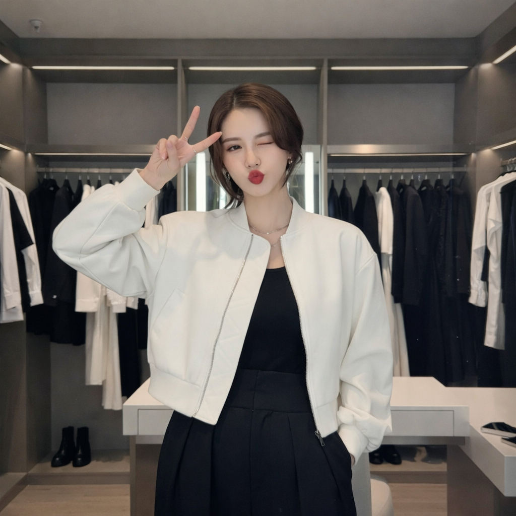 Áo Khoác Dù Nữ Croptop Cổ Bomber Cúc Bấm Mới - NGỌC HÂN FASHION - ĐĂNG QUANG FASHION