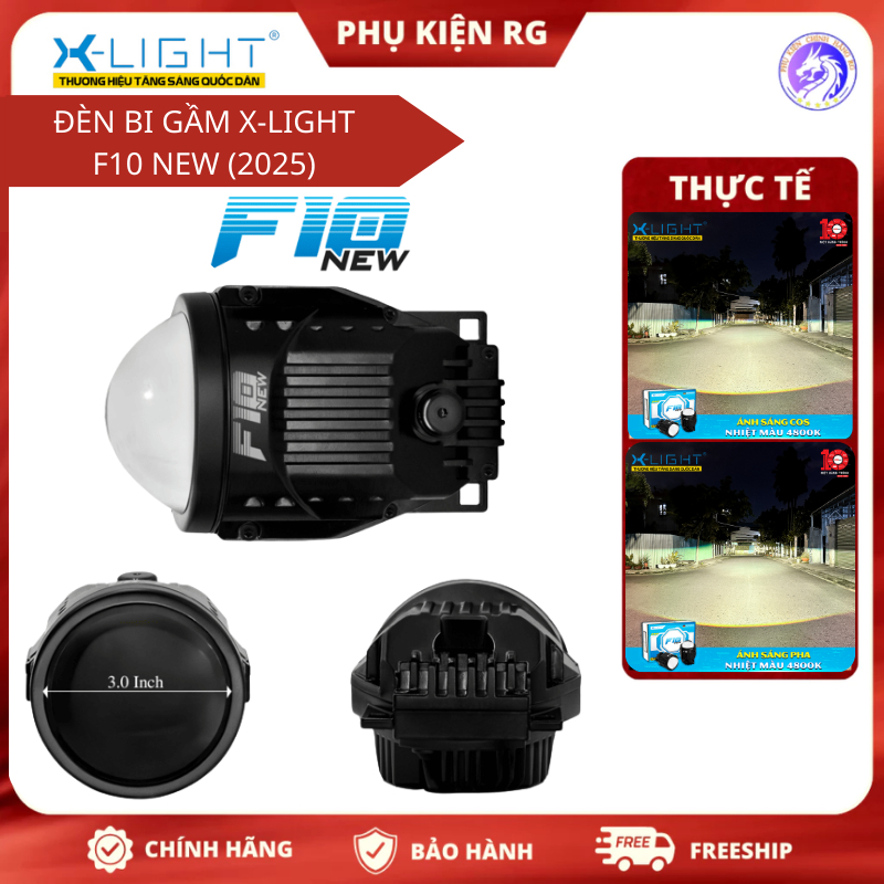 Đèn Bi Gầm X-Light F10 NEW 2025, Bi Gầm Led Ánh Sáng Mạnh Cắt Sáng Chuẩn Chống Nước IP68 - BH 12T