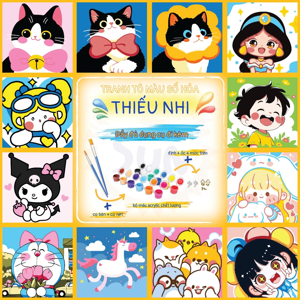 Tranh Số Hóa Thiếu Nhi – Tranh Tô Màu Theo Số Cho Bé 4–10 Tuổi ,Giúp Bé Phát Triển Tư Duy