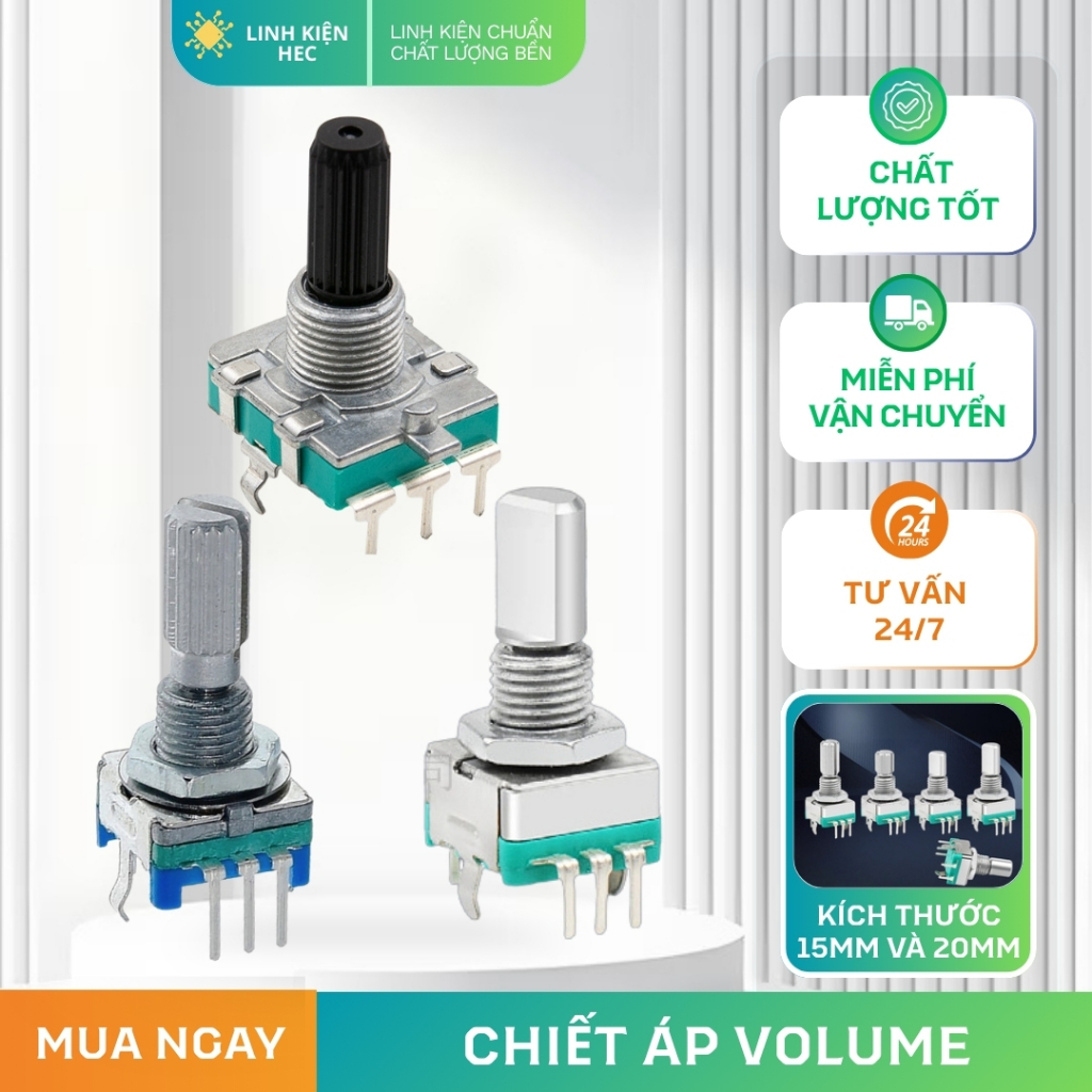 Núm xoay công tắc vô cấp volume EC11 EC12 EC16 chất lượng cao linh kiện hec.