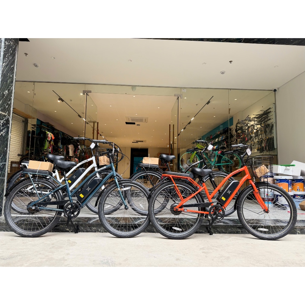 Xe đạp trợ lực HURLEY LAYBACK USA mẫu nữ 500W kèm gác baga có đèn