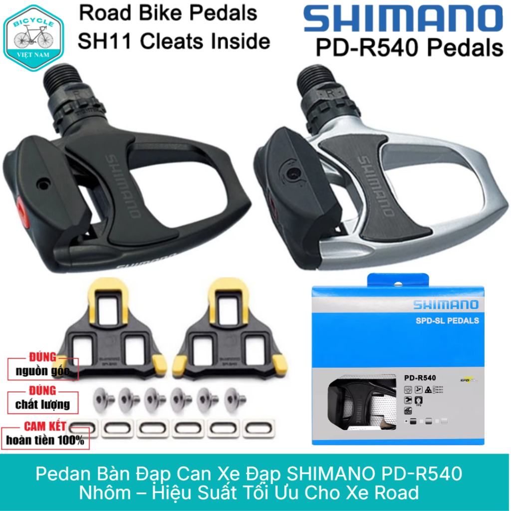 Pedan (Bàn Đạp) Can Xe Đạp SHIMANO PD R540 - Hiệu Suất Tối Ưu Dành Cho Xe Road