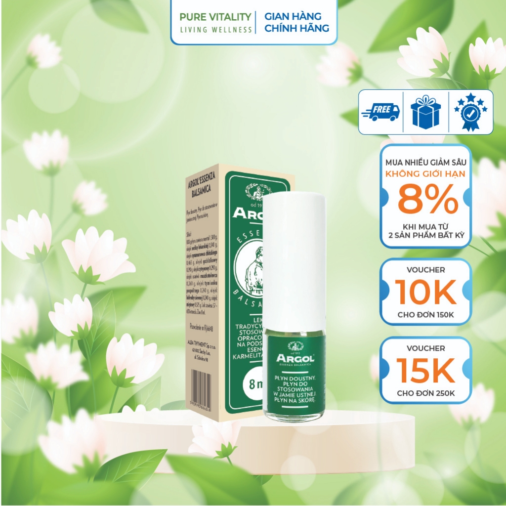 Tinh dầu dược liệu Argol Essenza Balsamica - Hỗ trợ giảm cảm cúm, thông thoáng mũi họng 50ml/8ml