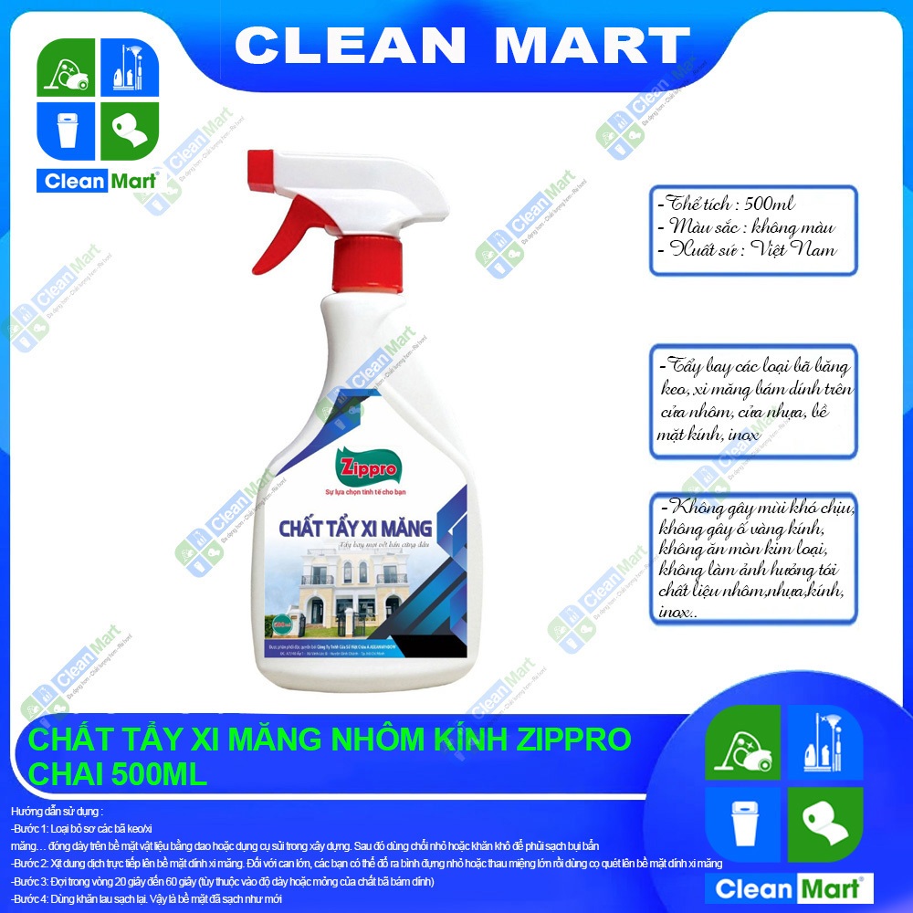 [ZIPPRO] Chất Tẩy Xi Măng Nhôm Kính Zippro Chai 500ml - CLEAN MART