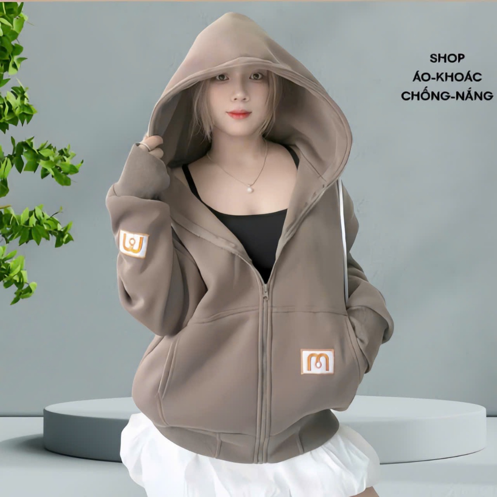 Áo khoác nỉ bông,form rộng,mũ vành to may 2 lớp,phong cách,hiện đại,trẻ trung 2025.