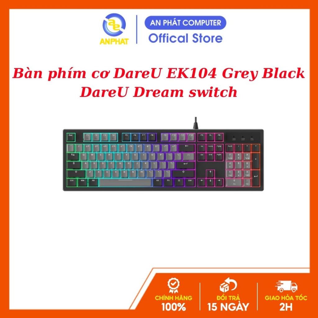 Bàn phím cơ DareU EK104 Grey Black DareU Dream switch
