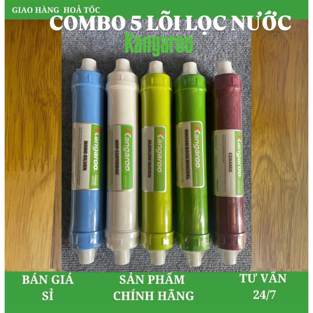 Combo 5 lõi khoáng cao cấp Kangaroo - Nano Silver, Ceramic, Alkaline Water, Maifan Rock Mineral, ORP