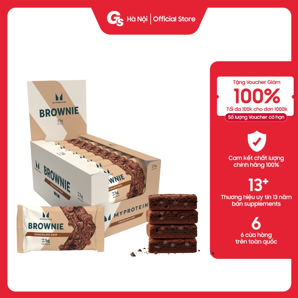 Hộp 12 thanh năng lượng MyProtein Brownie Protein Bar (USA) bổ sung 23g protein ăn liền - Gymstore