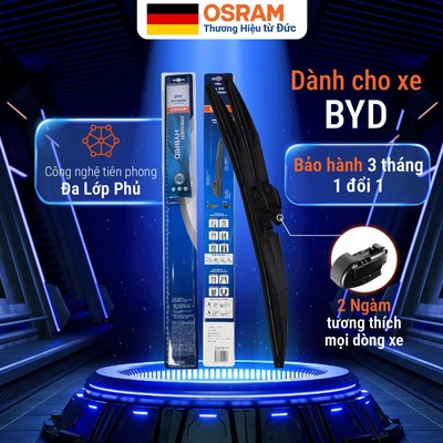 Cặp gạt mưa OSRAM 3 khúc đa năng xe BYD, 3 tỷ hạt NANO, cao su NSBCR, lớp phủ NGMPT - siêu mượt, bền chuẩn Đức