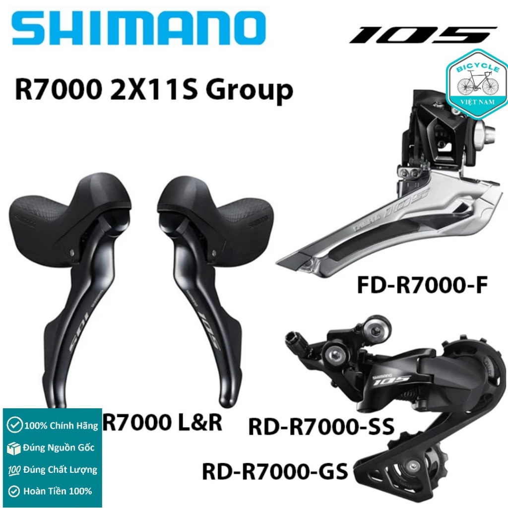 Groupset Mini 3 Món SHIMANO 105 R7000 2x11 Speed – Tay Đề, Sang Đĩa, Củ Đề Xe Đạp