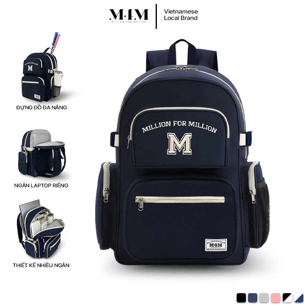 Balo đi học nhiều ngăn M4M BOLD Backpack BM004 Cặp nam nữ chống nước đựng laptop 15.6 inch