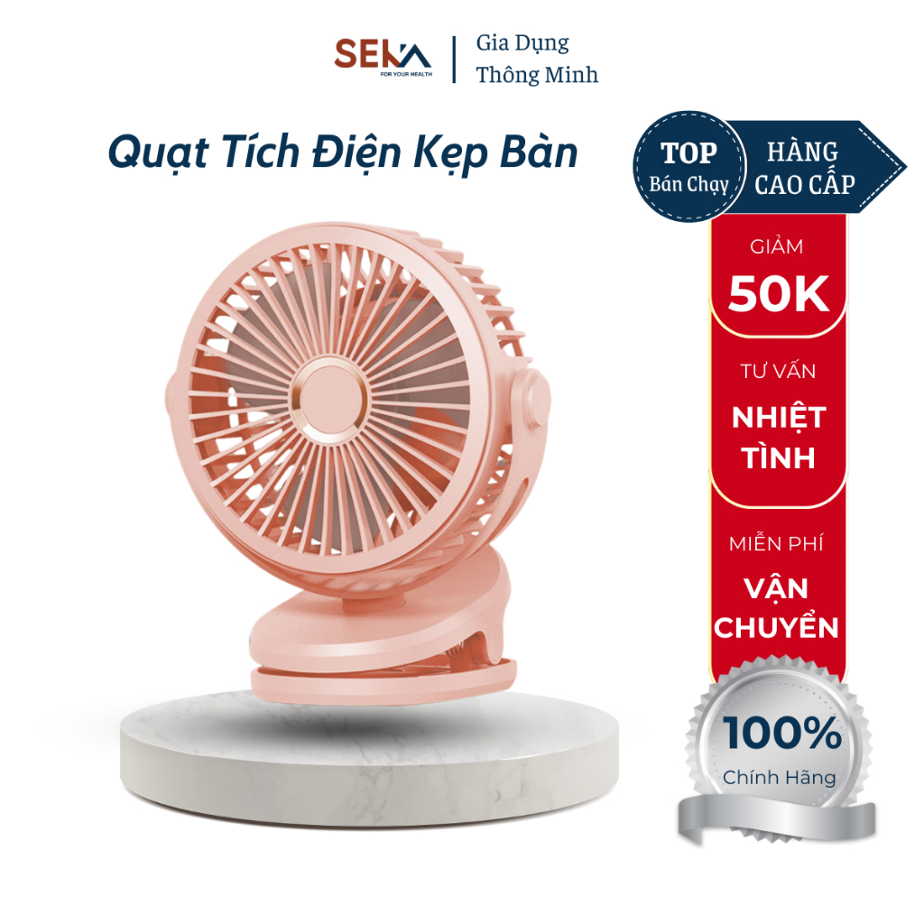 Quạt Tích Điện Kẹp Bàn 2200mAh Thiết Kế 4 Tốc Độ, Điều Chỉnh Xoay 360 Độ Kiểu Dáng Nhỏ Gọn