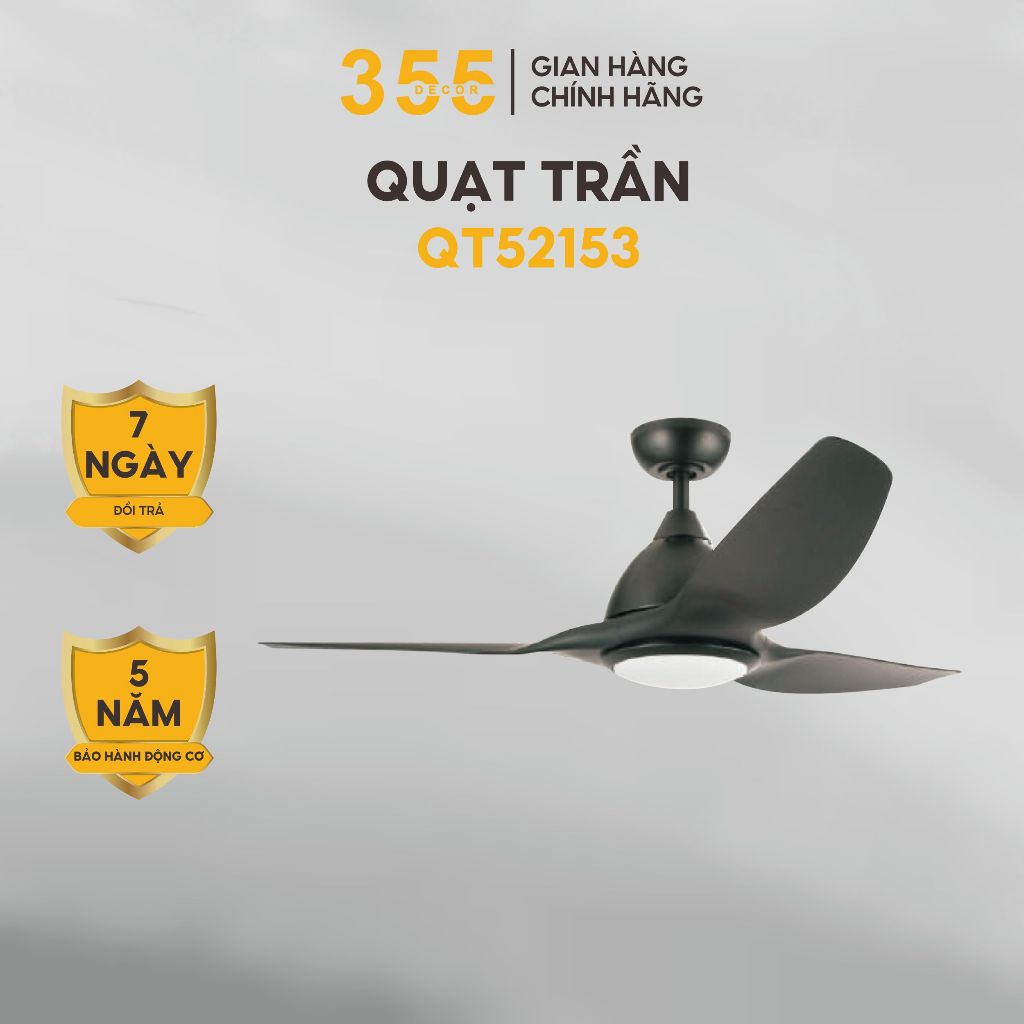 Đèn Quạt Trần LED QT52153 - 355 Decor Lighting LED 3 Chế Độ Phong Cách Hiện Đại