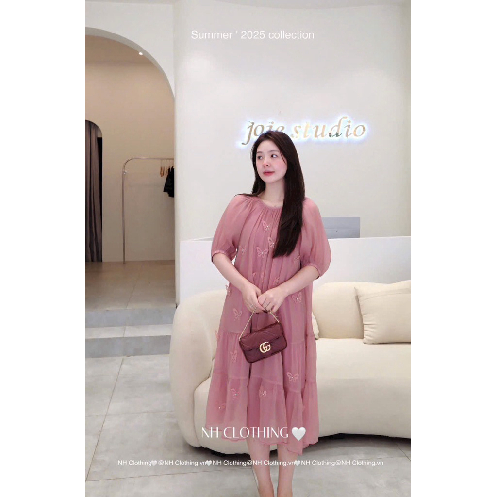 (NH CLOTHING)Váy suông Quynhanhhouse váy tơ tầng đính hoa size sm