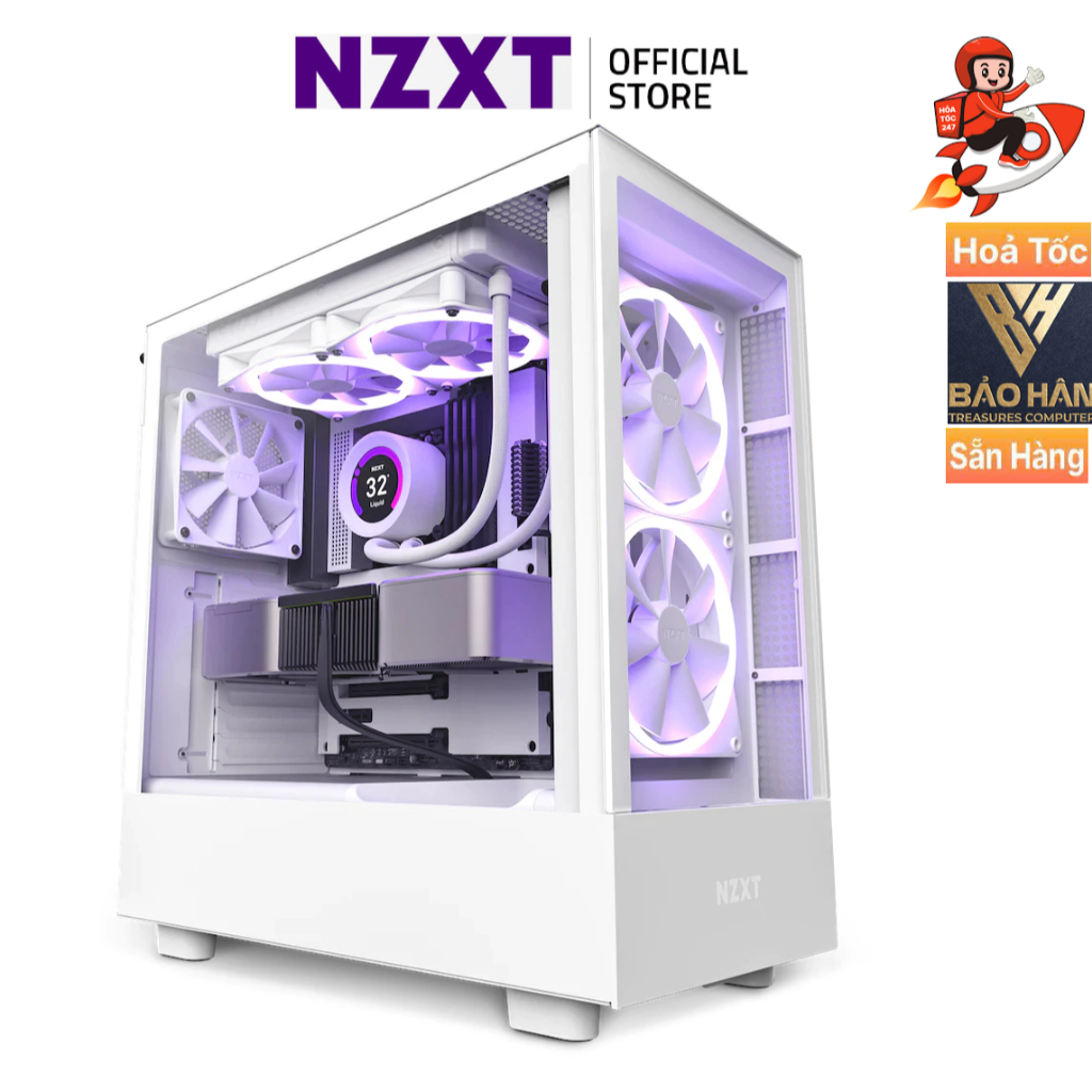 Vỏ Máy Tính H5 ELITE ALL BLACK / WHITE ( MID TOWER / Sẵn 3 Fan ) - Hàng Chính Hãng