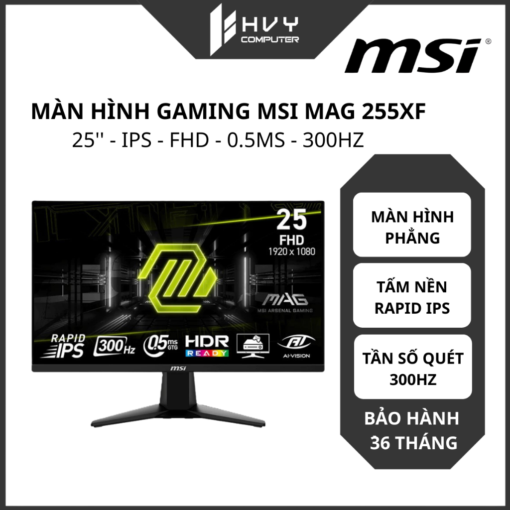 Màn hình Gaming MSI MAG 255XF 25 Inch, Full HD, Rapid IPS, 300Hz, 0.5ms, phẳng - Hàng Chính Hãng