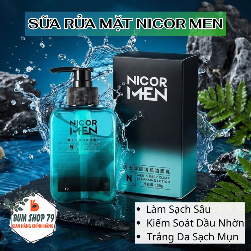 Combo 3 Sữa Rửa Mặt Nam NICOR Giảm Dầu Nhờn, Rửa Mặt Tạo Bọt Hỗ Trợ Giảm Mụn Da Sạch Thoáng Mịn