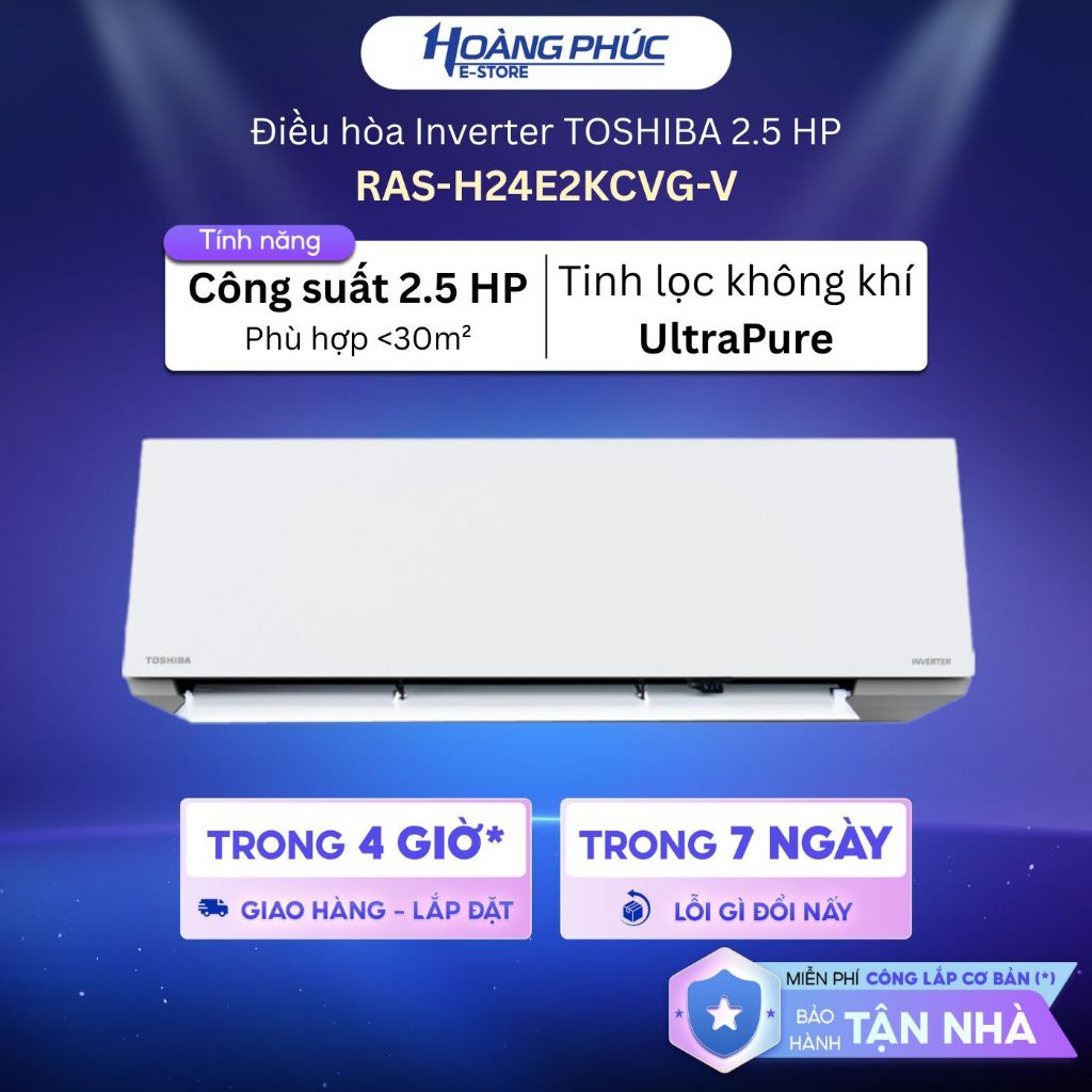 Điều hòa Toshiba RAS-H10E2KCVG-V / RAS-H13E2KCVG-V / RAS-H18E2KCVG-V / RAS-H24E2KCVG-V {Ship HCM 0Đ}