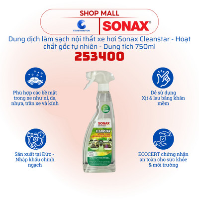 [HỎA TỐC] Dung dịch làm sạch nội thất Sonax Cleanstar 253400 - Dung tích 750ml