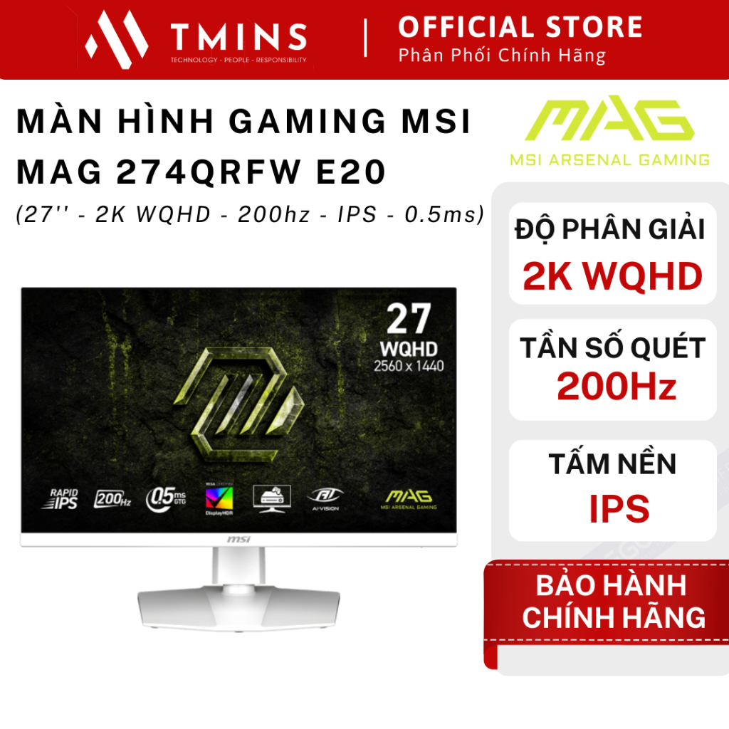 Màn hình Gaming MSI MAG 274QRFW E20 (27'' - 2K WQHD - 200hz - 0.5ms) - Hàng chính hãng