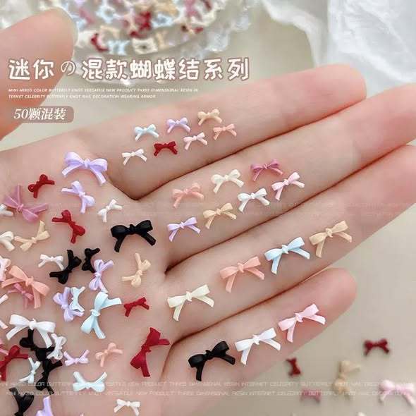 Set 50pcs charm nơ pastel trang trí nail