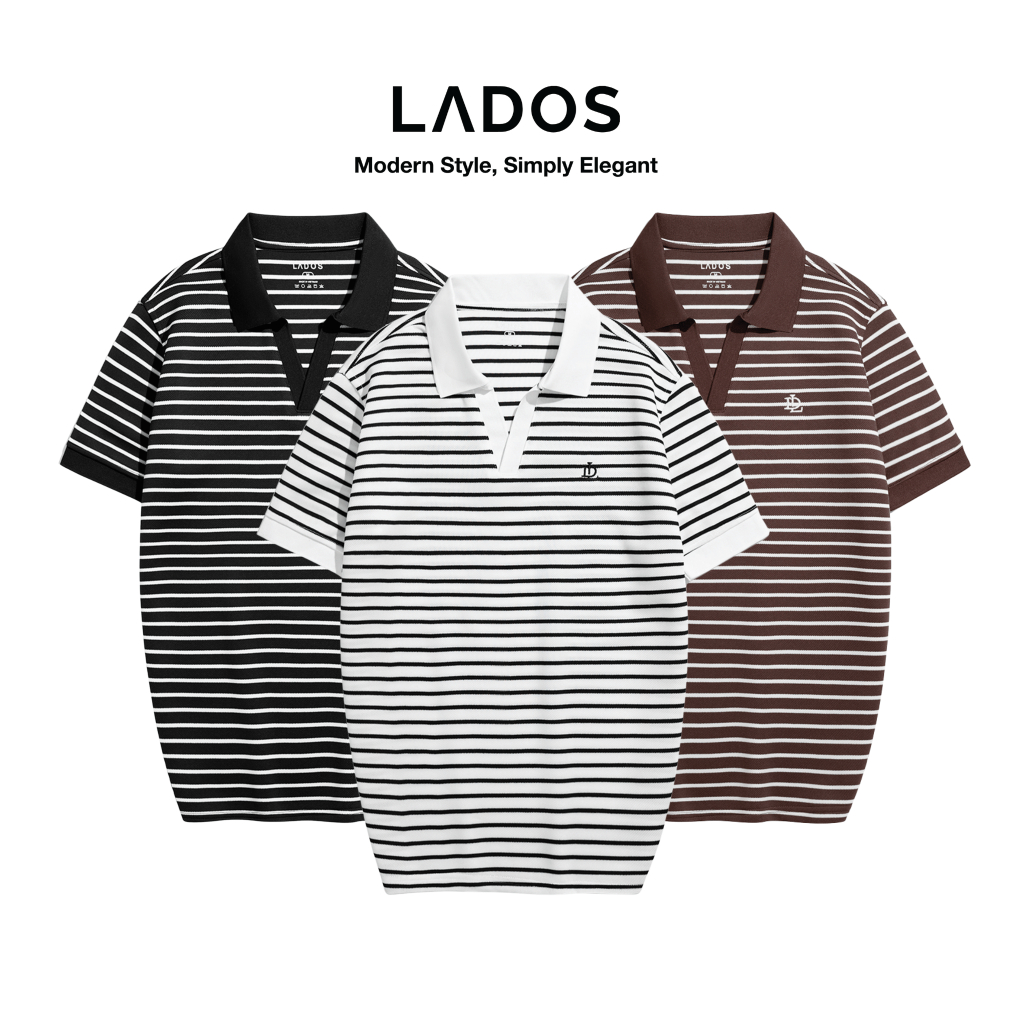 Áo Polo Nam Kẻ Ngang Nhuyễn LADOS-9266 Phối Cổ Trơn Cao Cấp, Form Regular Phong Cách Hàn Quốc
