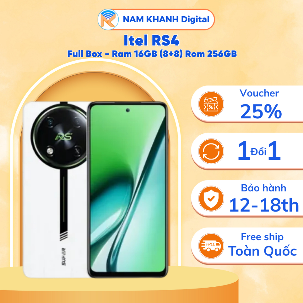 Điện thoại Itel RS4 - Ram 12 Rom 256GB - Chip Helio G99 Ultimate - Nam Khanh Digital