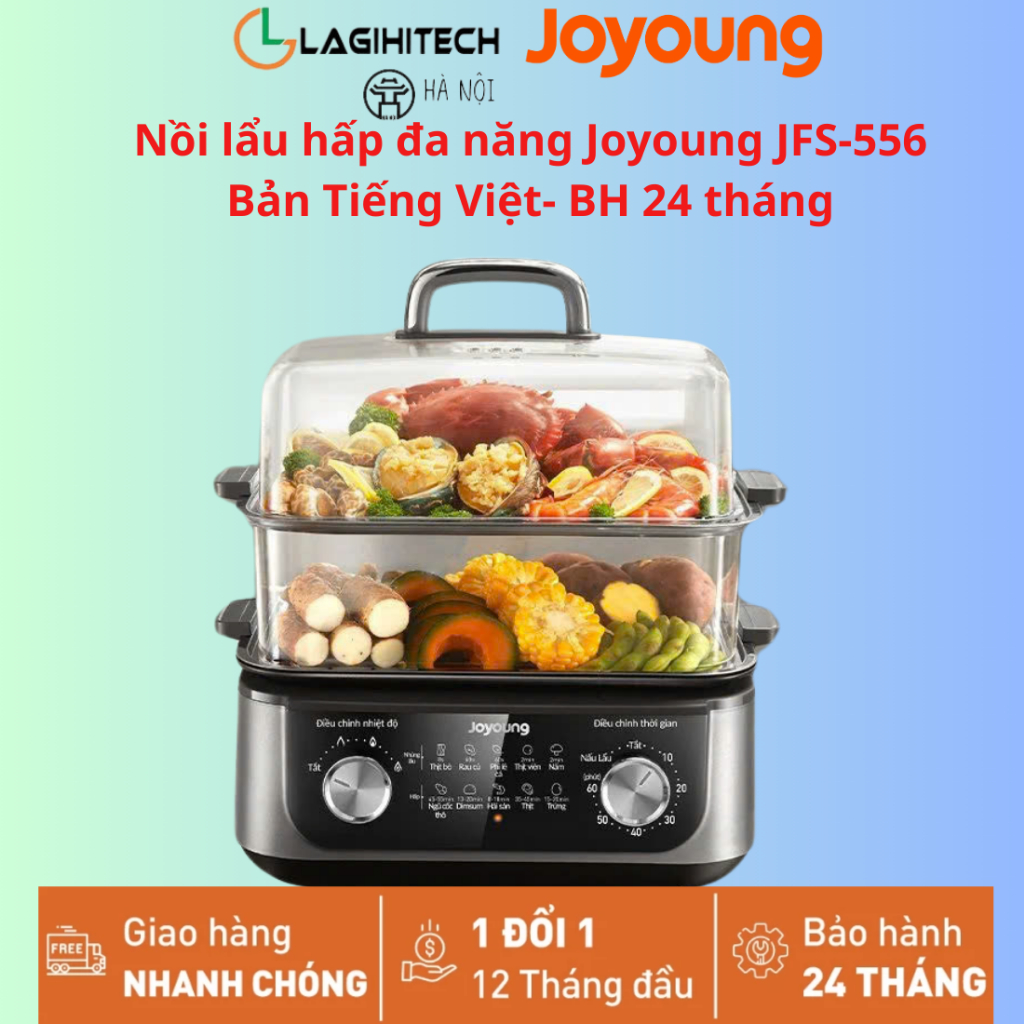[LIVE] Nồi lẩu hấp đa năng Joyoung JFS-556, Dung tích 16L, Công suất 1600W-Chính hãng BH 24 tháng