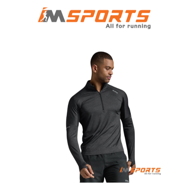 Áo Dài Tay Nam 2XU Aero 1/2 Zip - Black/Grey Chính Hãng - IMSports