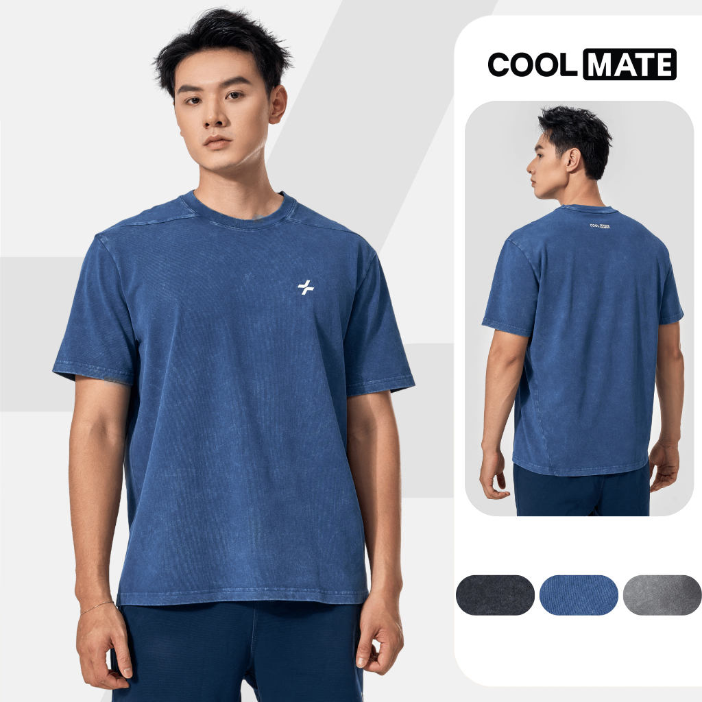 Áo thun thể thao nam tập Gym Cotton Oversize Comfort Washed thấm hút, thoáng mát, co giãn Coolmate