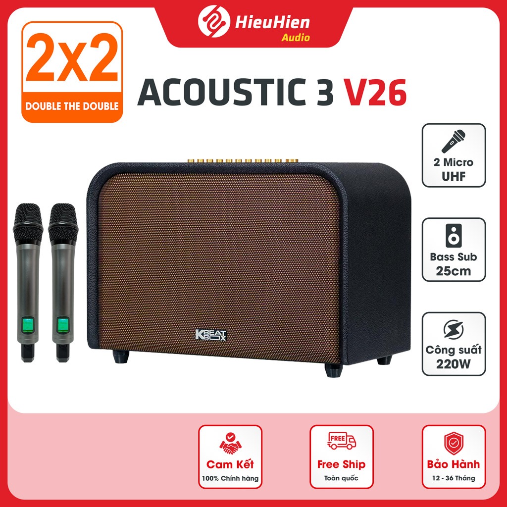 ACNOS ACOUSTIC 3 V26 Chính Hãng - Loa Karaoke Di Động, Bản Nâng Cấp 2 DSP, Bảo Hành 12 Tháng