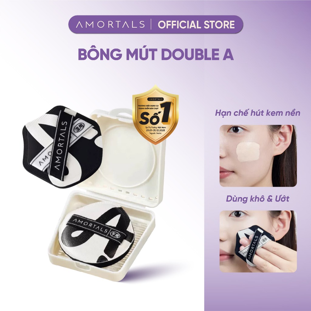 Bông Mút Trang Điểm Amortals Double A - Bề Mặt Dày, Đàn Hồi Tốt, Cho Lớp Nền Trong Suốt, Dùng Cả Khô