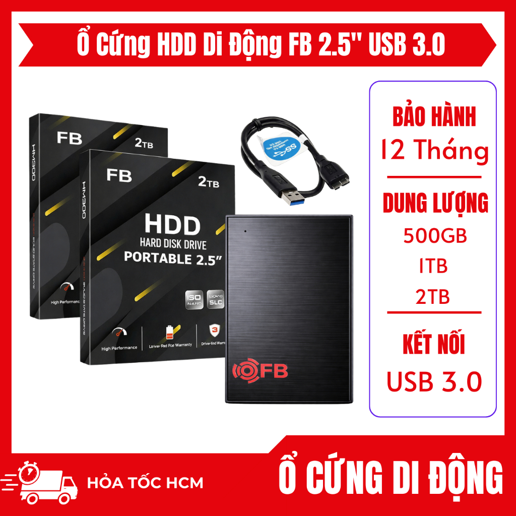 Ổ Cứng HDD Di Động FB 500GB/1TB/2TB USB 3.0 2.5"