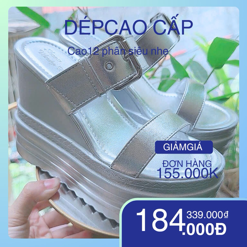 dép nữ đế đúc siêu nhẹ cao 12cm.thiết kế sang trọng (fom nhỏ tăng size nhé )