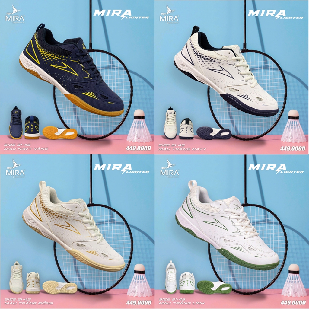Giày cầu lông, Pickleball, Tennis chính hãng MIRA LIGHTER đế EVA siêu nhẹ, giảm chấn, bám sân tốt