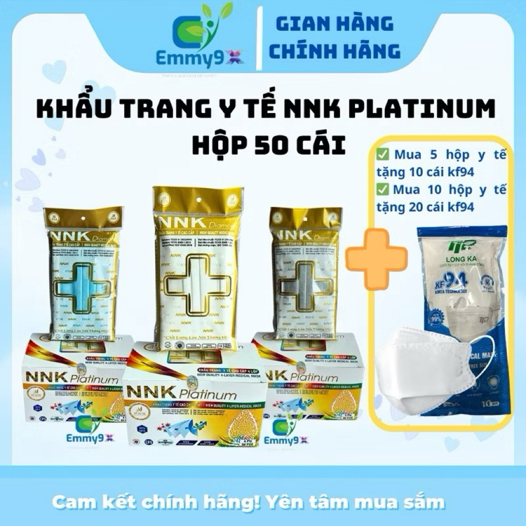 Khẩu trang y tế 4 lớp kháng khuẩn NNK Diamond/NNK Platinum. Hộp 50 cái