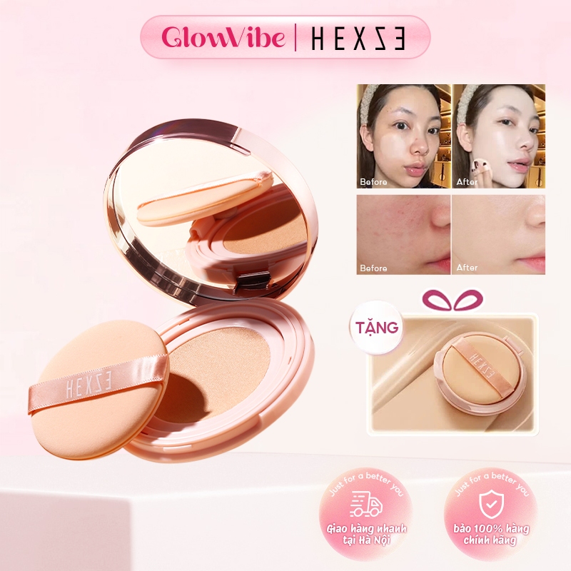 HEXZE Cushion cấp ẩm lâu trôi Nhẹ ẩm,căng mướt Làm sáng da một cách tự nhiên Che khuyết điểm lâu dài
