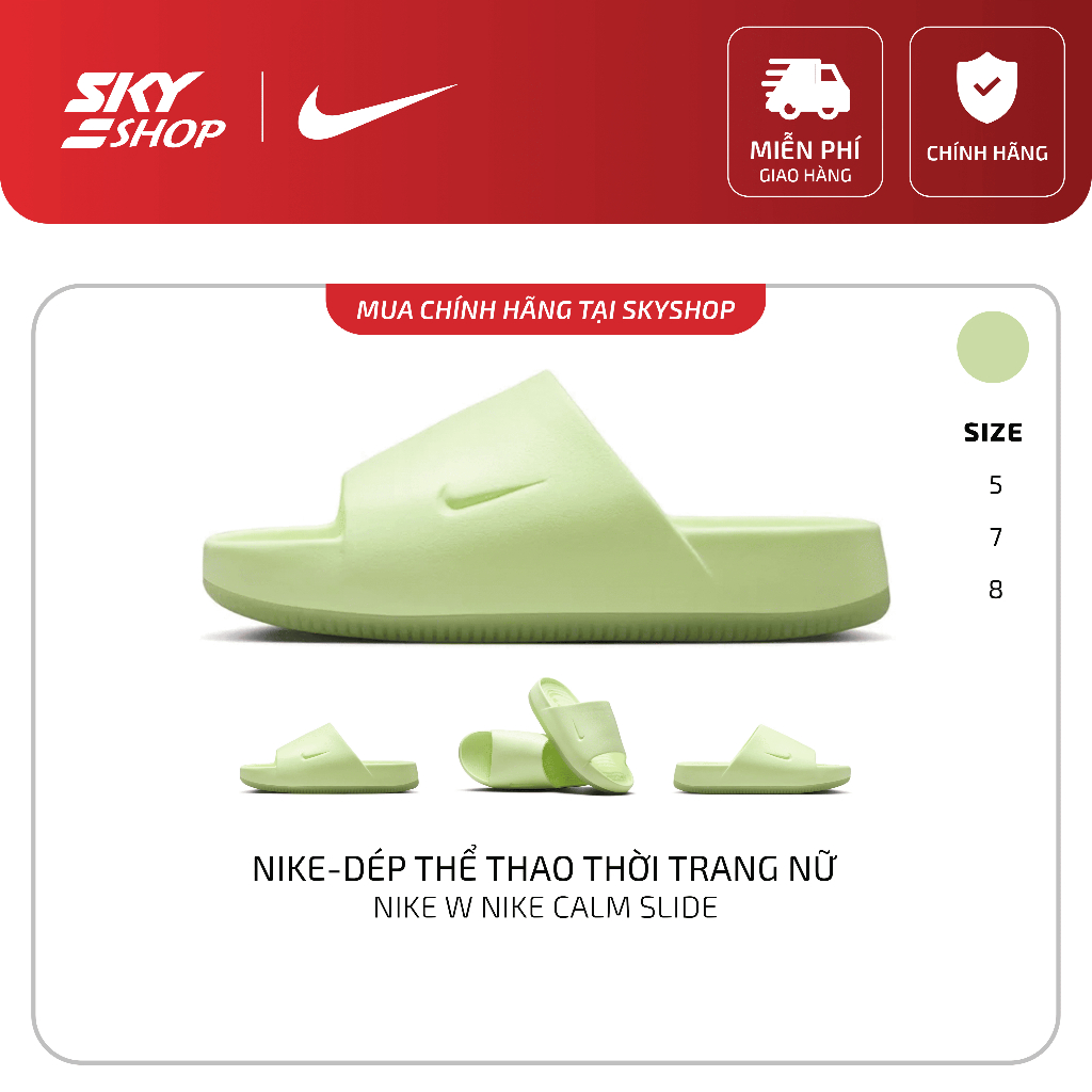 NIKE-Dép Thể Thao Thời Trang Nữ Nike W Nike Calm Slide xanh chính hãng SkyShop