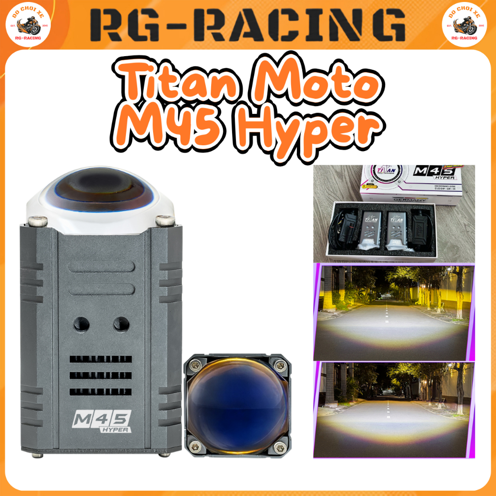 Đèn Trợ Sáng Titan Moto M45 Hyper 45W LED 2 Màu 3000K 6000K IP68