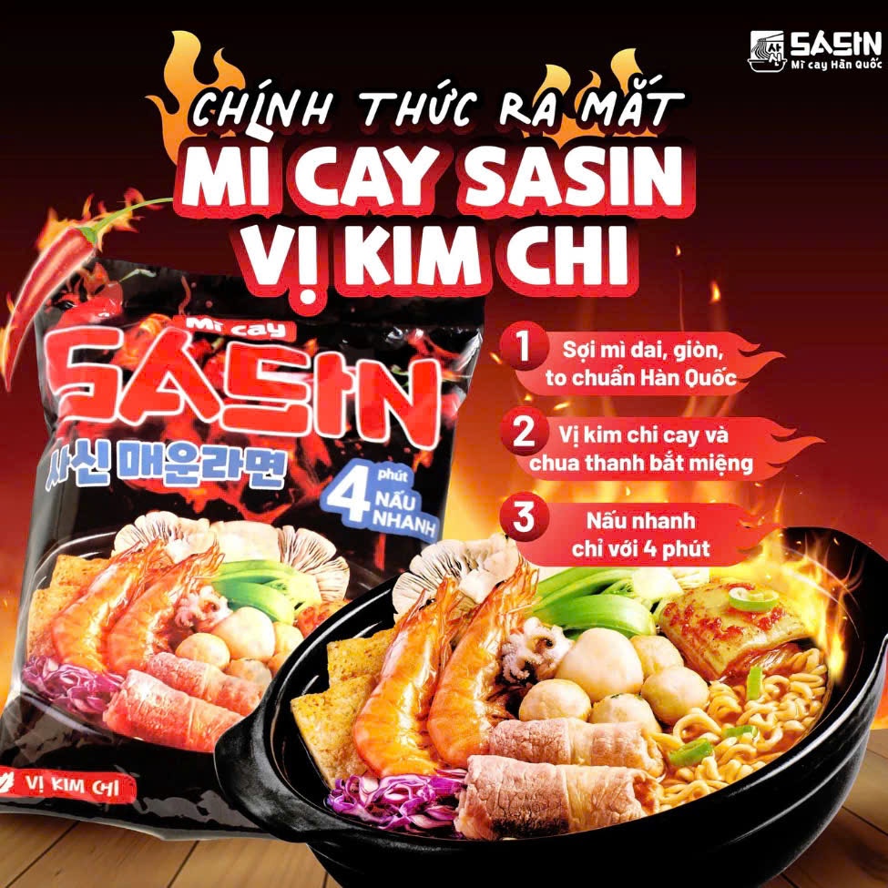 Combo 5 gói Mì cay Sasin vị kim chi