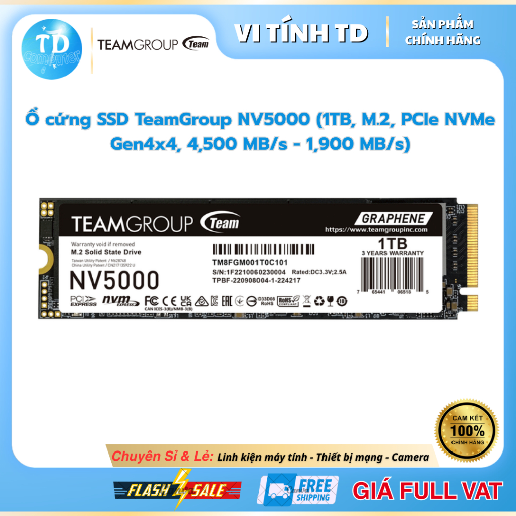 SSD 1TB hiệuTeamGroup NV5000 PCIe NVMe Gen4x4 - Hàng chính hãng