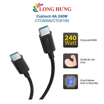 Cáp USB Type-C to Type-C Cuktech 6A 240W CTC605N/CTC615N - Hàng chính hãng